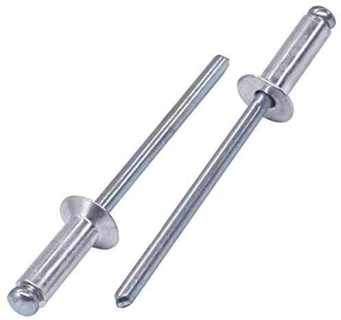 SKIR'CO (100 pcs) Countersunk Aluminium Blind Rivets 4.0 x 12 mm, Steel Mandrel, Pop Rivets