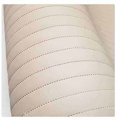 Kunstleder Meterware Stoffe zum Nähen Beige Wasserdichte Polsterung (1 Stk- Breite: 140cm x Länge: 100cm) Polsterstoff Polster für Möbel Schuhe Handtaschen Steppung Streifen alle 2,5 cm