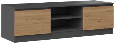 CDF TV-Schrank 120 | Farbe: Anthrazit - Eiche Artisan | Moderner Fernsehtisch | Ablagen für Audio-/Videogeräte | Stauraum für Kleinigkeiten | Ideal für Wohnzimmer, Schlafzimmer | Einfache Montage