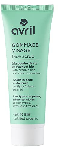 Scrub Viso Bio Aprile 50ml - Esfoliante delicato per pelli sensibili, polvere di riso, nocciolo di albicocca, aloe vera, burro di karité, vegano, made in France