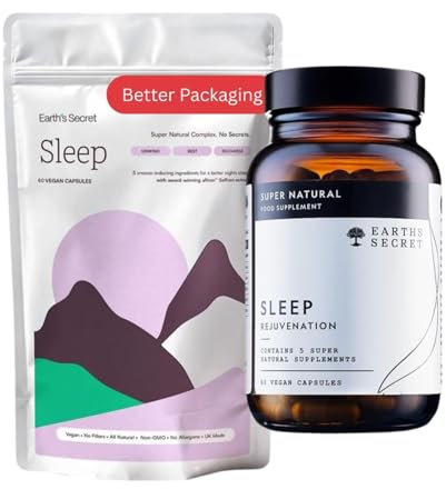 Earth's Secret Sleep – Award Winning Saffron Extract & Tart Cherry Formula for Restful Sleep – Passionflower, Chamomile & Lavender – Non-GMO, Filler-Free, Made in The UK Sleep Aid - 60 Vegan Capsules