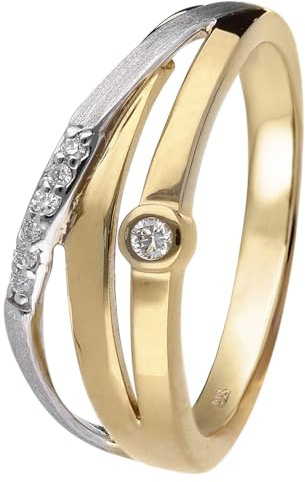 trendor Damen-Diamantring Gold 333/8K Bicolor 15577 | zauberhafter Goldring für Frauen, eleganter Damenring