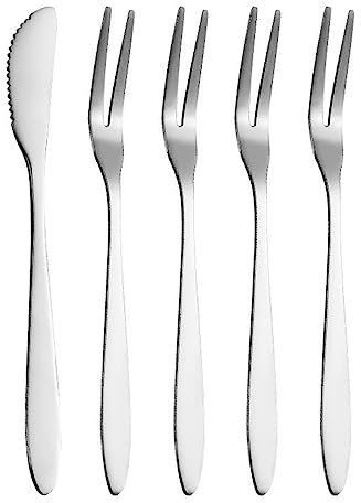 CUBANE fruit forks，Dinner Forks,Stainless Steel Forks5pcs Set Knife Fork Kitchen Cutlery Dessert Tools Stainless Steel Tableware Small Fruit Snack Fork Serveware Accessories