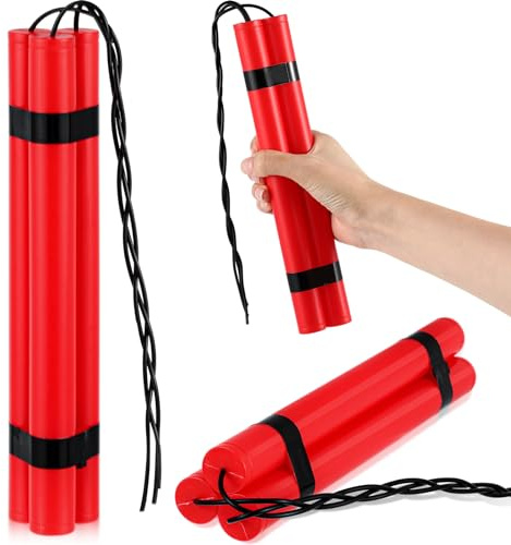Sratte 6 Fake Dynamite Stick, Red TNT Stick, Fake Toy Weapons Realistic Plastic Pretend Bomb Toys, Army Bundle Bomb Toy for Film Prop Prank Kids Adult