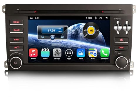 Erisin 7 Pulgadas 8-Core 4GB RAM 64GB ROM Android 14 GPS Navigator Radio Coche Bluetooth para Porsche Cayenne Soporte CarPlay Android Auto DSP Dab+ WiFi USB FM OBD2 CD Player Pantalla táctil