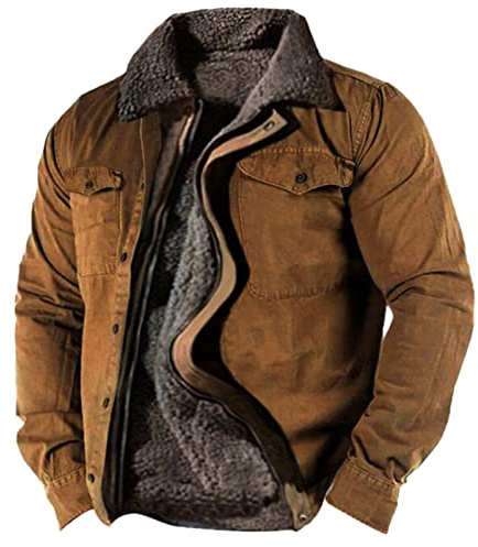 Pilotenjacke Herren, 6Xl mit Kragen Gefüttert Pilotenjacke Herren-Jacken Warm Baumwolle Atmungsaktiv Übergangsjacke Winterjacke Original mit Fell Winter Herbst Winterarbeitsjacken Arbeitsjacke