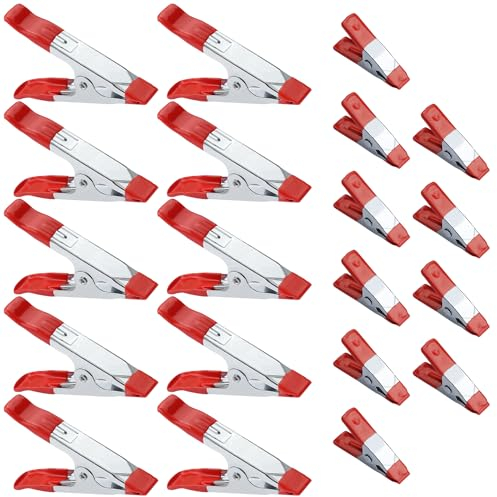 Klemmzwingen Metall 20 Stück Federzwingen mini 4 Zoll+2 Zoll Federklemmzwingen Stark Leimzwingen Set Gummi überzogener Spitze-Griff-Halter für Kampierendes Plane Handwerk