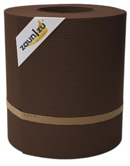 zaun|zu® Rille Maxi 26 Meter x 24 cm gerillt auf Rolle | Sichtschutzstreifen PP für Doppelstabmatten UV-beständiger Sichtschutz | Zaunblende Made in Germany Braun 26m