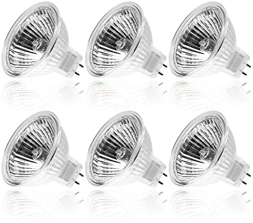 WeshLMPO Ampoule Halogène GU5.3 20W 12V, Ampoule MR16 Dimmable 280LM 2700K Blanc Chaud, Ampoule Halogene 2 Broches Couvercle en Verre pour Plafonnier, Pack de 6