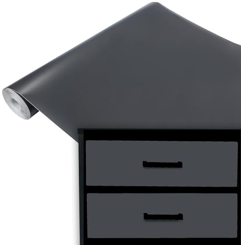 DecoMeister Klebefolie Möbel 45x100 cm - Selbstklebende Möbelfolie in glänzend und matt - PVC Folie für Möbel - Selbstklebende Folie für schnelle Umgestaltung und Renovierung - Anthrazit Matt