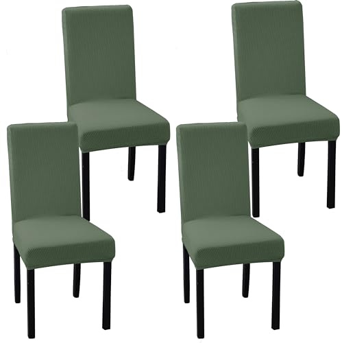 Ocves Chair Covers for Dining Room Set of 4 or 6, Stretch Dining Chair Slipcover Covers, Removable Washable Chair Covers, Chair Protector for Banquet, Kitchen, Party and home (Matcha Green, Pack of 4)