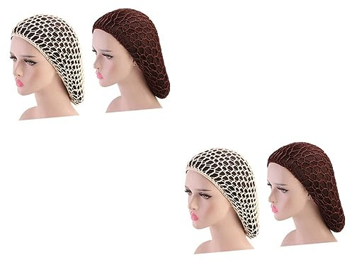 GALPADA 4 Stück Schlafmütze Haarnetze hair net kaffeesticks kaffeemilch coffe gehäkelte Netzmütze Haarnetz zum Schlafen Haarabdeckung für Haarknotenabdeckungen Haarnetzkappe Haarschutz