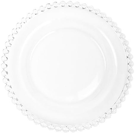OKUMEYR Assiette à Dessert En Verre 25 Cm Plaque De Fruits Bord Perlé Transparente, Récipient Alimentaire Pour Salade, Usage Quotidien Et Événements,
