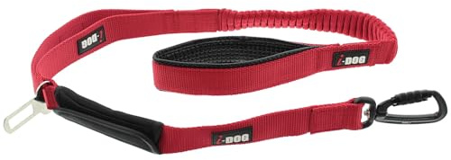 Laisse I-DOG Confort Pro Max Gamme UPKA 120cm élastique et Boucle sécurité (Rouge)