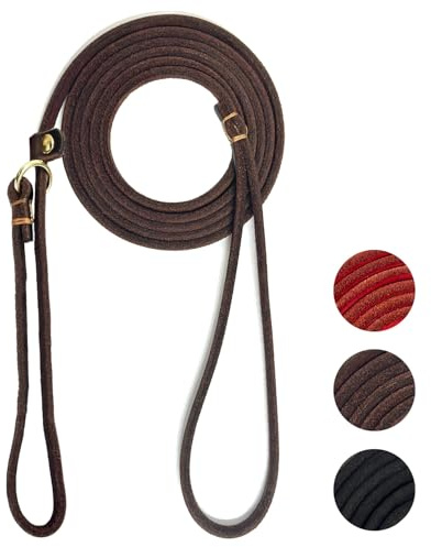 Guiding Star Hundeleine aus Leder für kleine Hunde und Welpen, 1,8 m x 0,6 cm, luxuriöse und leichte Leder-Trainingsleine zum Spazierengehen, mit weichem Griff, Braun