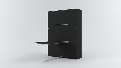 MAXIMAHOUSE Schrankbett Vertical mit Tisch/Schreibtisch Lattenrost aus Holz, Invento NOVA 160V, Modern Concept und Design, Gasdruckfeder Klappbett Wandbett 160x200 (Anthrazit+Anthrazit)