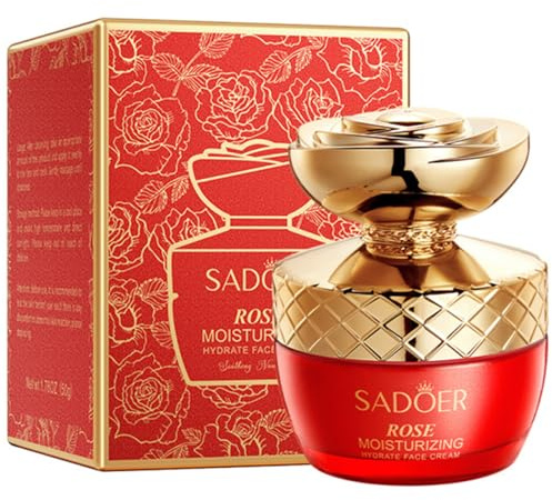 SADOER Rose Feuchtigkeits-Gesichtscreme, leichte, nicht-fettende Tages- & Nachtpflege für alle Hauttypen, intensiv pflegend, duftende Rosen-Formel, Reisegröße 50 g