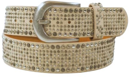 Damengürtel mit Nieten, Strass-Nieten-Besatz, Synthetikgürtel im Vintage-Style, Breite ca. 3,8 cm