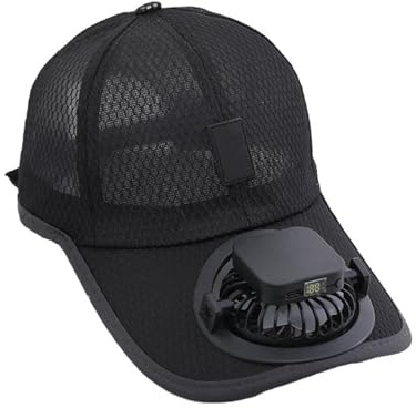 Cool Fan Baseball Caps Men Women 3 Adjustable Speed Solar Powered/USB Charging Fan Sun Hats Large Brim Sun Protection Cycling Camping Fishing Travel Tennis Golf Beach Mesh Caps Topee Black