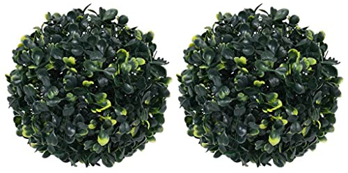 AJJHUUKI Decor-Artificial Flora Lot de 2 boules de buis artificielles 22 cm