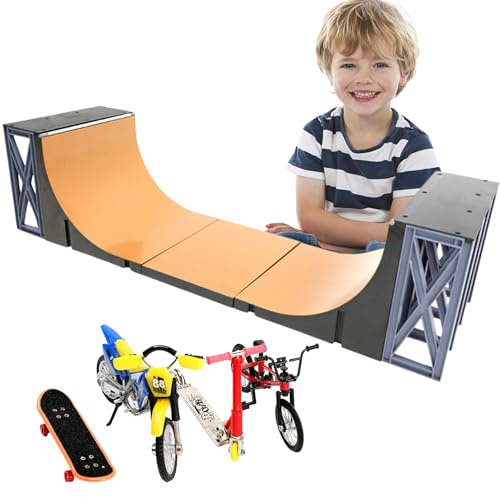 Finger Skate Park Kit - Mini Skater Set, Dedales de | Pequeña rampa para niños y Pista de obstáculos con Herramientas de reparación, configuración de Teclas para niños y niños Que aprenden