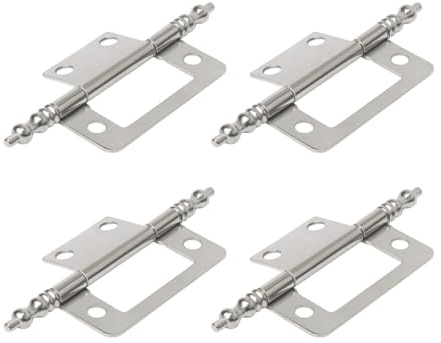 UEKPDM Flush Hinges, 4 Pack 2-Inch Butt Hinges, 87x24mm, Silver | Metal, Smooth Rounded Edges, No Grooving Required, 360° Rotation, for Cabinets, Drawers, Wardrobes & Small Furniture