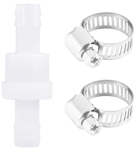 Jecdfs Hochwertiges Rückschlagventil Durchmesser 10 mm, Inline-Kunststoff-Rückschlagventil mit 2 Klemmbändern, ideal für Waschmaschinen, Wäschetrockner, Kondenstrockner, Flüssigkeiten und Gase