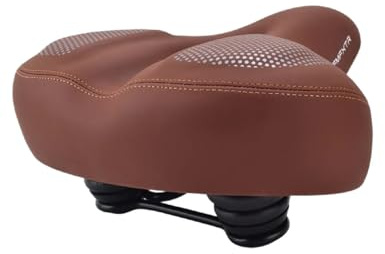 Universeller Fahrradsattel mit breitem Körper, ergonomisch gestaltet, stoßdämpfend, atmungsaktiv und wasserdicht, geländegängiges, bequemes Kissen für Männer und Frauen (Braun)