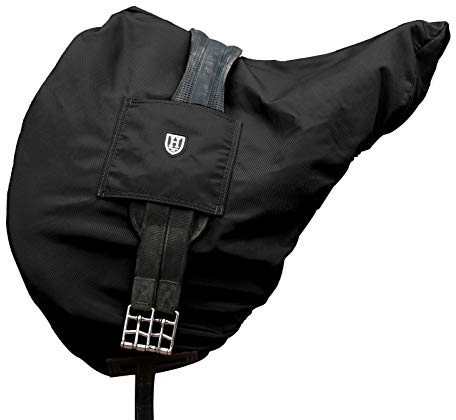 Harrison Howard Premium English Saddle Cover,Waterproof/Breathable Fleece-Lined Long-Lasting Outer Damage Protection All-Purpose Saddle Cover - Mars Black