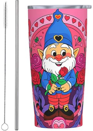 Anceky Valentine's Day Dwarf Roses Stainless Steel Insulated Tumbler 20 Oz Water Bottle Coffee Mug with Lid Straw