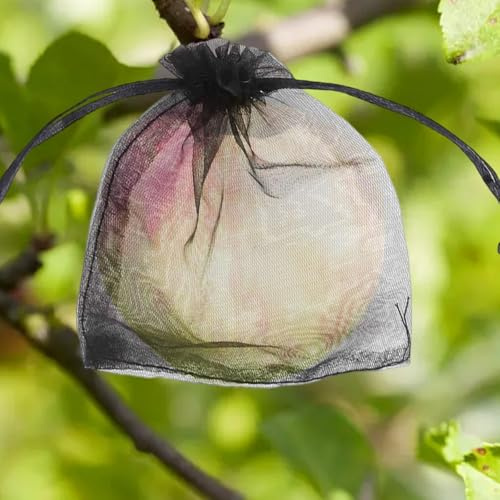 100 bolsas de organza de malla fina para protección contra insectos de frutas de jardín (azul poco profundo)