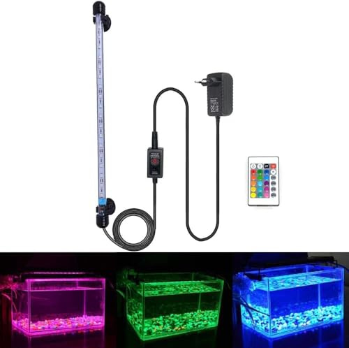 VARMHUS LED 18-112 cm für Fisch Tank Aquarium Leuchte Wasserdicht Aquarium Beleuchtung, Lampe Stecker EU Unterwasser LED-Lichtbalken (Weiß und Blau, 71 cm)