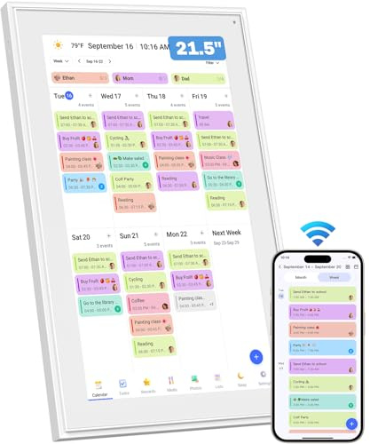 Canupdog 21.5 Inch Digital Calendar, Electronic Planner & Chore Chart with 1920x1080P IPS Touchscreen, Task Rewards System, Interactive Display for Family Schedules Gifts for Women Mom