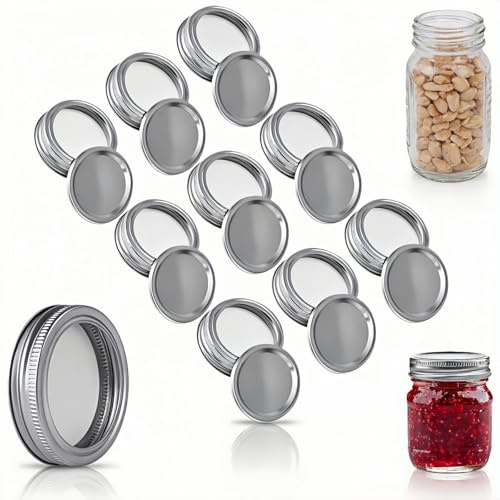 10 Stück Mason Jar Deckel,86mm Schraubdeckel für Gläser Einmachgläser Dichtungskappen Lebensmittelkappen,Auslaufsichere Ersatzdeckel Deckel für Marmeladengläser,Twist off Deckels Einmachdeckel Deckels