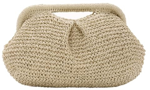 SUKUTU Straw Clutch Purses for Women Woven Cloud Dumpling Bag Summer Beach Clutch Crossbody Shoulder Handbag
