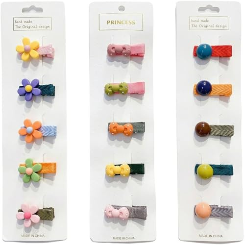 ZOMKIFA Mollette capelli bambina 15 pezzi, colori farfalle fiori e caramelle, piccole forcine per capelli fini, accessori per ragazze, 3,5 cm, ideale come regalo