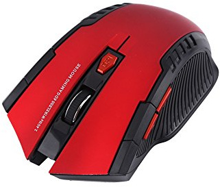 Bewinner Mini Mouse Ottico Wireless Portatile da Gioco da 2,4 GHz per PC Portatile, Mouse da Viaggio Compatto Regolabile 800/1200 DPI a 6 Pulsanti, Rosso, con Risparmio Energetico Intelligente,
