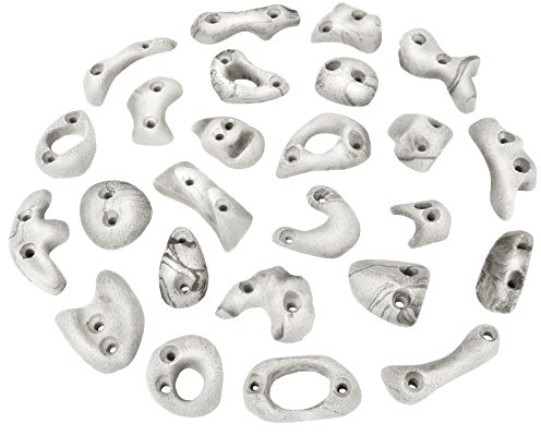 ALPIDEX 25 Klettergriffe | Klettersteine | Verschiedene Grifftarten | Ideales Starterset | Leisten | Sloper | Fingerlöcher | Klettergriffset - Farbe:weiß-meliert