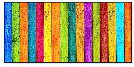 banjado Magnettafel schwarz 78 x 37cm / Magnetwand Metall/Magnetpinnwand als Memoboard/Pinnwand Magnettafel Küche, Büro, Kinderzimmer inkl. 4 Magnete & Montageset - Motiv Bunte Holzlatten