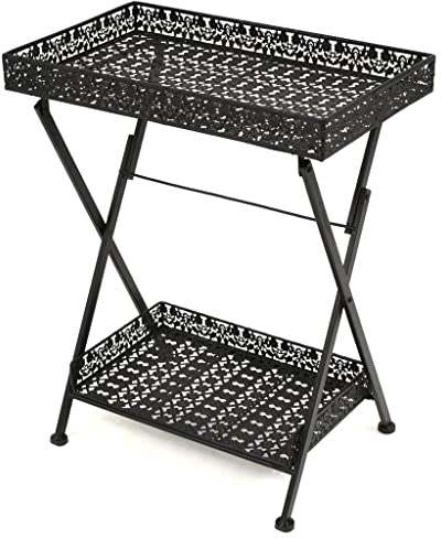 vidaXL Beistelltisch Klappbar Vintage Metall Schwarz Ablagetisch Tabletttisch