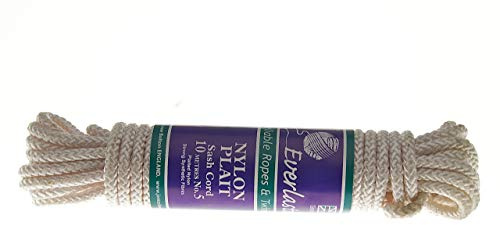 Everlasto Plaited Nylon Sash Cord Pulley Line Rope with Strong Nylon Core No.4 (6.5mm) x 25m, White
