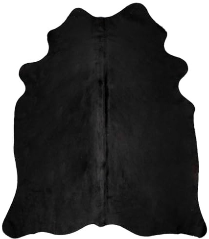 vidaXL Alfombra de Piel de Vaca Auténtica Casa Hogar Jardín Decoración Diseño Estilo Interior Exterior Sala Salón Comedor Habitación 150x170 cm Negro