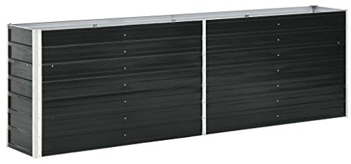 Festnight Hochbeet Blumentopf Pflanzkübel Blumenkasten Pflanzkasten Metall Pflanzbeet Gartenbeet Frühbeet Garten Blumenhochbeet für Terrasse & Garten Verzinkter Stahl 240 x 40 x 77 cm Anthrazit