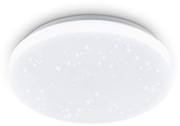 Eglo Plafoniera Pogliola-s, diametro 26 cm, lampada da parete a effetto cristallo in acciaio e plastica bianca, lampada da soggiorno, cucina, ufficio, ingresso e soffitto