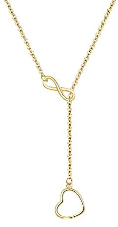 EVER FAITH Lariat Halskette 925 Sterling Silber mit Unendlichkeit Form und Herz Anhänger Y Kette für Damen Rosagold-Ton