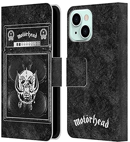 Head Case Designs Licenciado Oficialmente Motorhead Pila de amplificadores Arte Clave Carcasa de Cuero Tipo Libro Compatible con Apple iPhone 13 Mini
