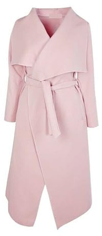 Crazy Girls Womens Ladies Celebrity Kim Kardashian Style Drape Waterfall Jacket Long Sleeve Belted Oversized Trench Coat UK 8-14 (One Size: 8-14, Rose)