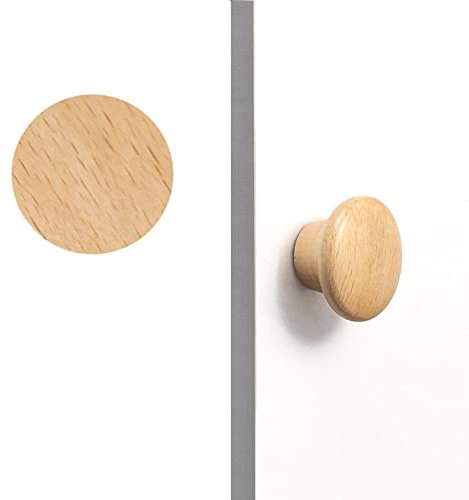 Möbelknöpfe Natur Holz Runde Schubladengriff Schrankgriff Kommode Griffe Holzgriffe Holz Knopf Holzknopf für Möbel Schranktüren Schublade Kleiderschrank (single hole)