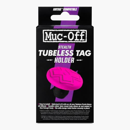 Muc-Off Stealth slanglös AirTag-hållare – dold luftetiketthållare för cykel kompatibel med Apple AirTag – stöldskyddsskydd AirTag-cykelfäste för slanglösa däck