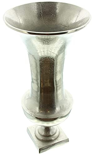 Dekoleidenschaft Vase Maison 49 cm hoch, aus Aluminium in Silber im Antik Look, große Bodenvase für Trockenblumen, Kunstblumen & Pampasgras, Blumenvase, Dekovase für Äste, Zweige & Dekobündel